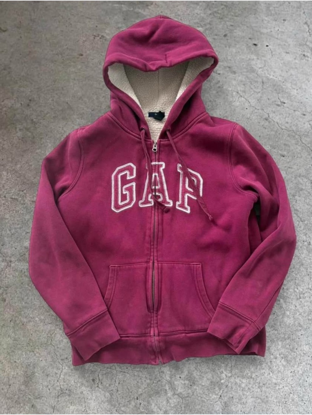 GAP Kids Berry Zip-Up Hoodie with Sherpa Lining
